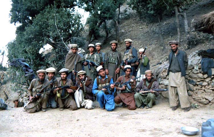 Commander Ajab Khan (Yunus Khalis group) with some of his men in Shultan valley